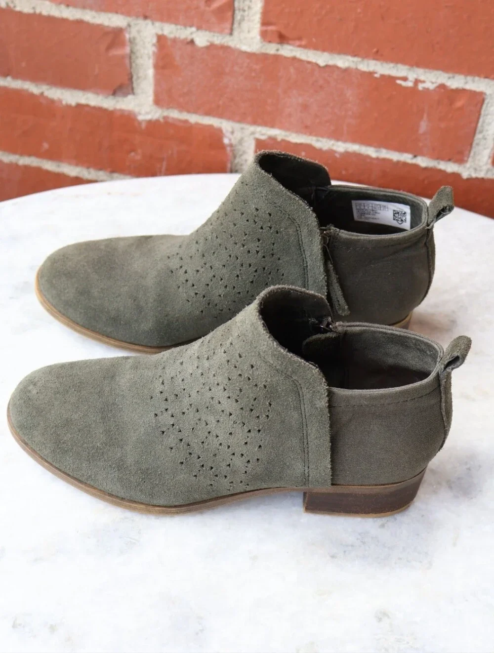 Toms Deia Forest Suede Perforated Ankle Booties.